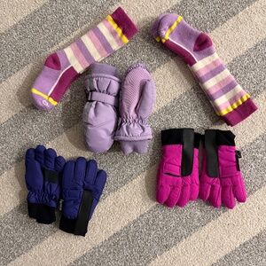 Assortment of Ski Gloves and Socks